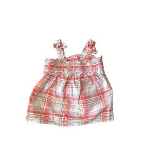 Cat & Jack Girls 18M Plaid Smocked Tank Top Pink Purple Sleeveless Cotton